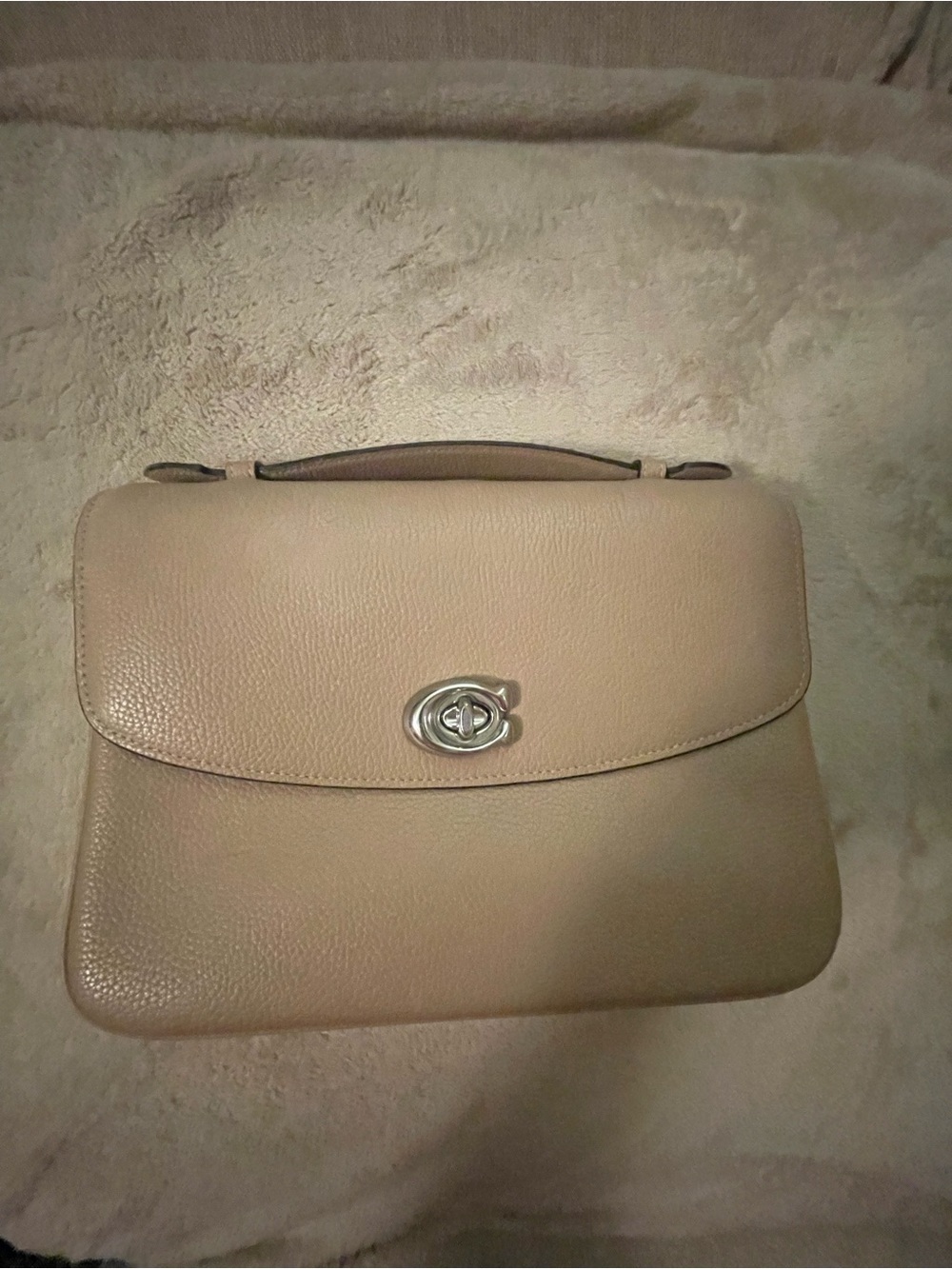 Coach Taupe Pebbled Leather Top-Handle Satchel